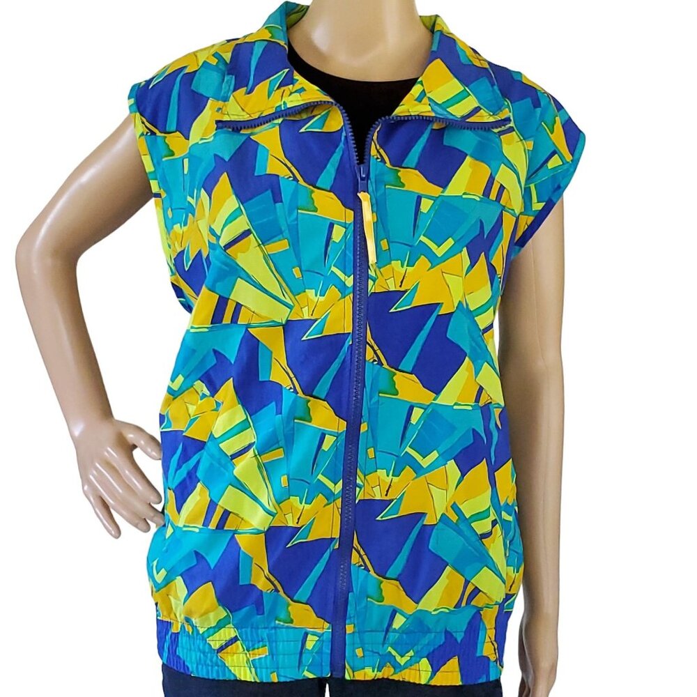 Vintage 80's Spiegel Vest Women's XL Lightweight Nylon Full Zip Pockets Packable
